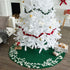 Handmade Green Christmas Tree Skirt in Felt - Cream Branches and Stars - 60" - ARCADIA HOME